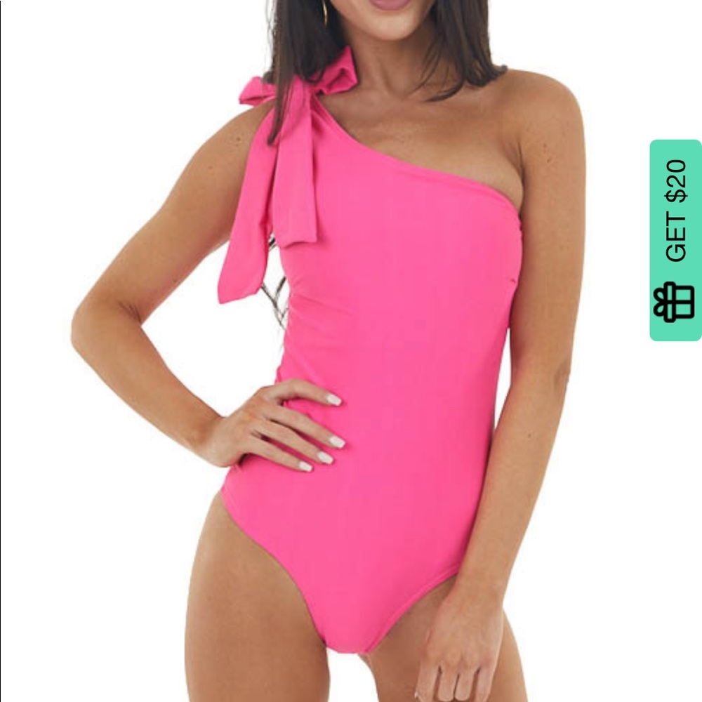 Hot pink one piece tie swimsuit, NWT